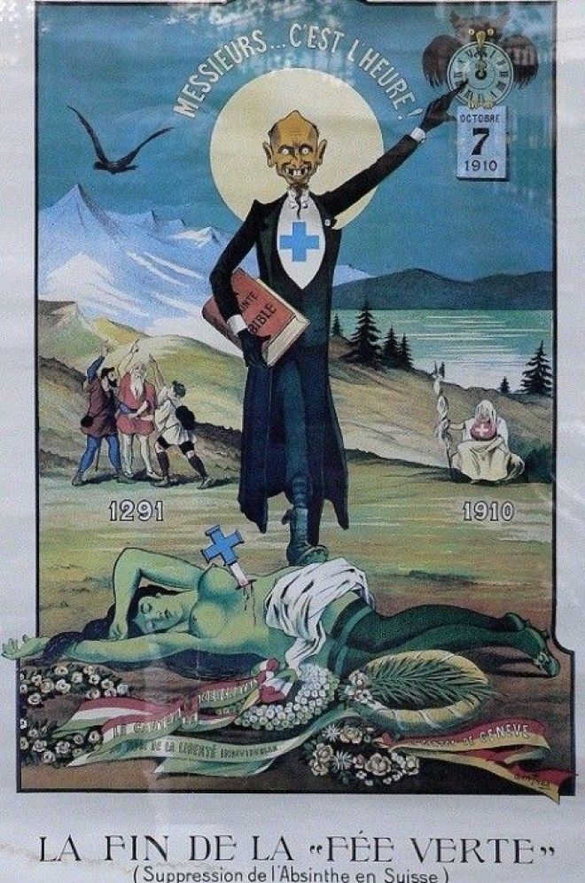 Смерть Зелёной Феи Плакат выражающий недовольство запрещением абсента в Швейцарии Фото alldaycom